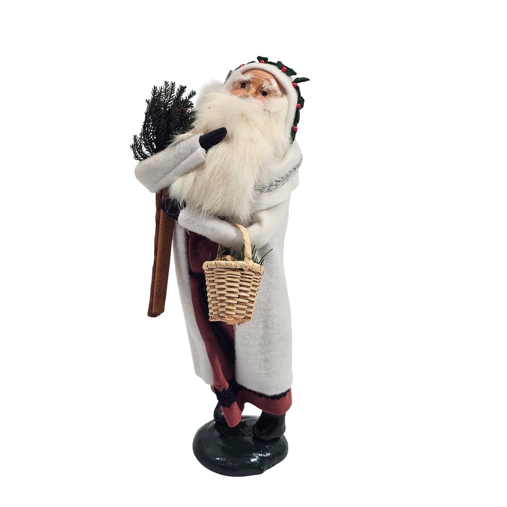 Byers Choice The Carolers 1987 Santa Figurine White Coat Cinnamon Sticks Vintage